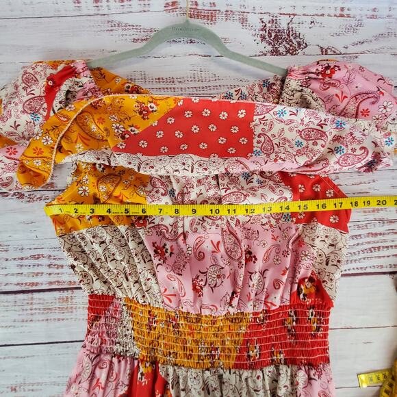 Mlle Gabrielle Paisley Country Cottage Ruffle L Midi Dress Hi Lo Hem Boho Festiv - Picture 12 of 16